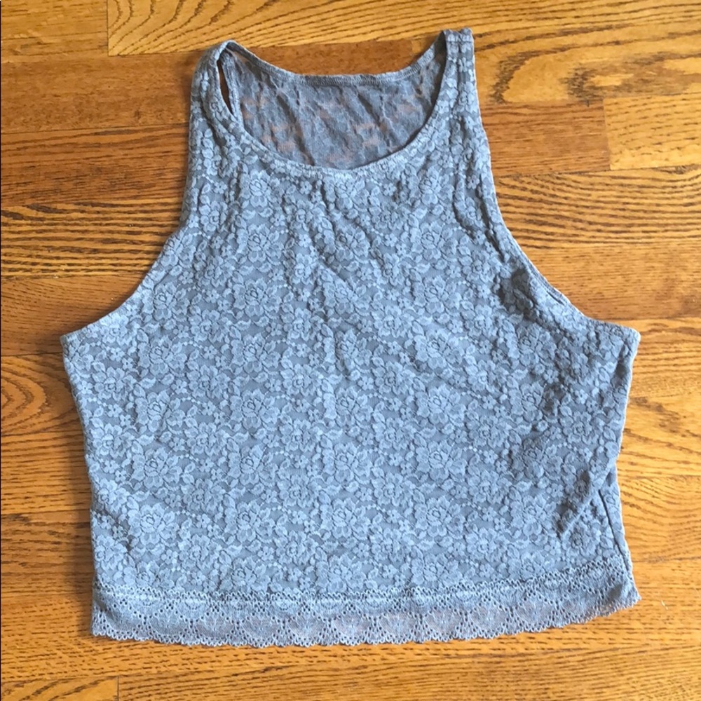 Grey Lacey Abercrombie crop top